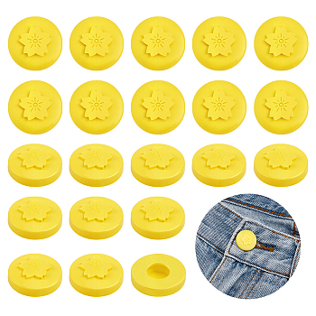 Silicone Button Covers for Jeans, Round with Sakura, Light Khaki, 19x6mm, Inner Diameter: 8mm