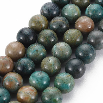 Natural Chrysocolla Beads Strands, Round, 10mm, Hole: 1.2mm, about 39pcs/strand, 15.16 inch(38.5cm)