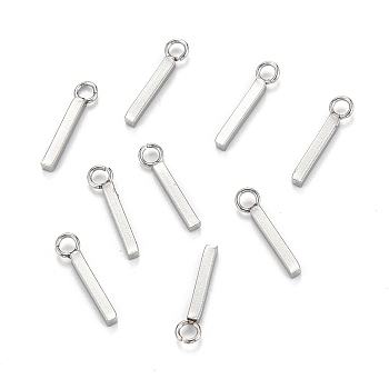 304 Stainless Steel Pendants, Cuboid, Stainless Steel Color, 13x3x1.5mm, Hole: 1.8mm