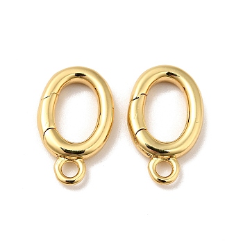 Brass Spring Gate Rings, Cadmium Free & Nickel Free & Lead Free, Oval, Real 18K Gold Plated, 10 Gauge, 16.5x10x2.5mm, Hole: 2mm