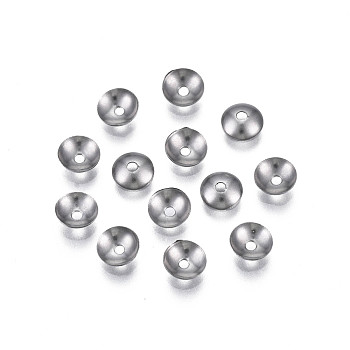 304 Stainless Steel Bead Caps, Apetalous, Half Round, Stainless Steel Color, 5x1.5mm, Hole: 0.8mm
