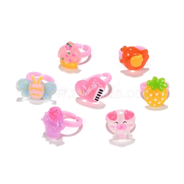 Cute Children's Day Jewelry Plastic Kids Rings for Girls(RJEW-S016-M2)-3