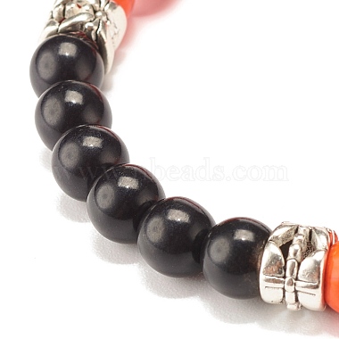 bracelet extensible rond en perles synthétiques turquoise (teint) pour femme(BJEW-JB07531-02)-5
