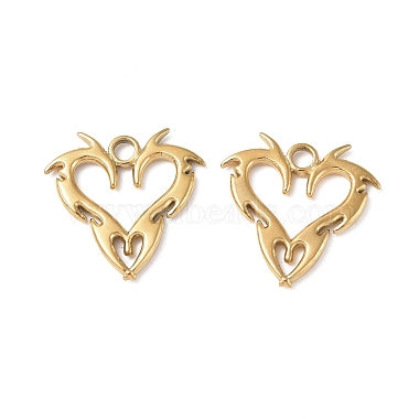 Real 18K Gold Plated Heart 304 Stainless Steel Pendants