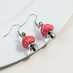 Autumn Polymer Clay Dangle Earrings, Mushroom, Platinum, Red, 53x16mm(WGAC8CA-03)