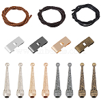 DIY Bolo Tie Making Kit, including Alloy Cord Ends, Bolo Tie Slides Clasp, Cowhide Leather Braided Rope, Mixed Color(DIY-CA0007-09)