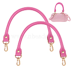 Cowhide Bag Handles with Alloy Swivel Clasps, Cerise, 41.3x2.1x1.4cm(FIND-WH0126-546A)