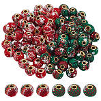 100Pcs 2 Colors Polyester European Beads, Large Hole Beads, with Brass Inner Core, Rondelle, Christmas Theme, Mixed Color, 15x12.5mm, Hole: 4mm, 50pcs/color(FIND-PH0029-12)