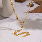 304 Stainless Steel Mixed Chain Y Tassel Necklaces for Women, Ion Plating(IP), Real 18K Gold Plated, 18.19 inch(46.2cm)(NJEW-Z111-04G)
