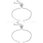 2Pcs 925 Sterling Silver Chain Bracelet Making, Slider Bracelet Making, Platinum, 4-3/4 inch(12cm), Hole: 1.5mm, Single Chain Length: about 6cm(STER-BBC0006-54)