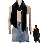 Solid Color Chiffon Shawl, Women Wraps, Black, 2000x700x0.5mm(AJEW-WH20067-021C)