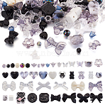 Opaque & Transparent Acrylic Beads, Mixed Shapes, Black, 7.5~33x7.5~43.5x4.5~16mm, Hole: 1.2~4mm, 100g/bag(MACR-TA0001-48)