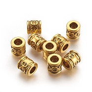 Tibetan Style Alloy Spacer Beads, Lead Free & Cadmium Free, Tube, Antique Golden Color, Size: about 10mm in diameter, 10mm thick, hole: 5.5mm(X-K08KH031)