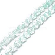 Transparent Glass Beads Strand, Star, Aquamarine, 8~8.5x8~8.5x3.5~4mm, Hole: 1mm, about 50pcs/strand, 14.25~15.35 inch(36.2~39cm)(GLAA-F112-02E)