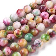 Jade Beads Strands, Natural White Jade, Dyed, Round, Colorful, 10mm, Hole: 1.5mm, about 40pcs/strand, 15.7 inch(G-D264-10mm-XH19)