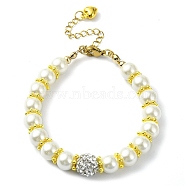 Glass Imitation Pearl Beaded Bracelets for Women, Light Yellow, 7-1/8 inch(18cm)(BJEW-JB10034-01)