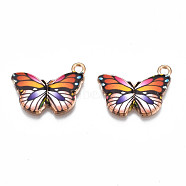 Printed Alloy Pendants, Cadmium Free & Nickel Free & Lead Free, Light Gold, Butterfly, Coral, 15x20x1.5mm, Hole: 1.8mm(PALLOY-N168-004E)