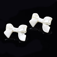 Spray Painted CCB Plastic Bowknot Stud Earring Findings, White, 24x33mm, Hole: 1.2mm, Pin: 0.7mm(CCB-Q091-07A)