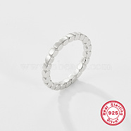 Rhodium Plated 925 Sterling Silver Fingers Rings, with 925 Stamp, Platinum, Inner Diameter: 17mm(LU6854-5)