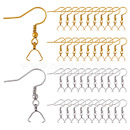 40Pcs 2 Colors 304 Stainless Steel Hooks, Ear Wire, with Ice Pick Pinch Bails, Golden & Stainless Steel Color, 27x20mm, 21 Gauge, Pin: 0.7mm, 20pcs/color(STAS-DC0013-60)