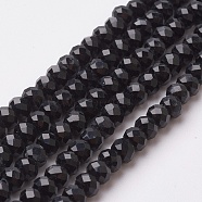 Faceted Imitation Jade Glass Beads Strands, Rondelle, Black, 4~4.5x3mm, Hole: 0.5mm, about 113~115pcs/strand, 41~42cm(EGLA-F124-NC03)