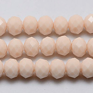 Imitation Jade Glass Bead Strands, Faceted, Rondelle, Navajo White, 3.5x2.5~3mm, Hole: 1mm, about 139pcs/strand, 14 inch(GLAA-F001-3x2mm-14)
