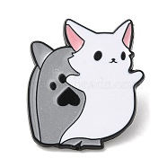 Halloween Theme Alloy Enamel Brooch, Pin for Backpack Clothes, Ghost, 28x24x1.5mm(JEWB-E022-02EB-03)