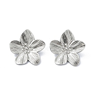 304 Stainless Steel Stud Earrings, Flower, Real 18K Gold Plated, 32x31mm(STAS-L024-004P-02)