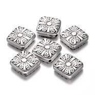 Carved Rhombus CCB Plastic Beads, Antique Silver, 20x21x6mm, Hole: 2mm(CCB-N002-05)