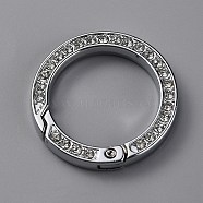 Alloy Crystal Rhinestone Spring Gate Rings, Ring Shape, Platinum, 34x5mm, Inner Diameter: 24.5mm(FIND-WH0129-34B-P)