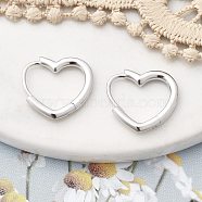 925 Sterling Silver Hoop Earrings, Heart, 925 Sterling Silver Plated, 14.5x2x14.5mm, Pin: 0.6mm(EJEW-R001-01S)