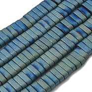Electroplated Non-magnetic Synthetic Hematite Beads Strands, Rectangle, Matte Style, 2-Hole, Light Steel Blue, 6x2x3mm, Hole: 1.2mm, about 199pcs/strand, 15.75 inch(40cm)(G-C106-B01-03A)