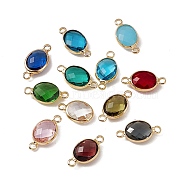 Transparent K9 Glass Connector Charms, with Golden Plated Brass Findings, Faceted, Oval Links, Mixed Color, 16.5x8.5x4mm, Hole: 1.8mm(GLAA-A005-10G)