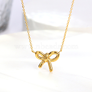 Stainless Steel Bowknot Pendant Necklaces for Women, Cable Chains(LX5472-1)