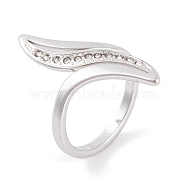 304 Stainless Steel Thin Curve Ring for Women, with Rhinestone, Stainless Steel Color, 25mm, US Size 6~9(16.5~18.9mm)(RJEW-C086-26-P)