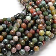 Natural Indian Agate Round Bead Strands, 8mm, Hole: 1mm, about 48pcs/strand, 15.5 inch(G-P075-40-8mm)