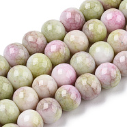 Opaque Crackle Glass Round Beads Strands, Imitation Stones, Round, Yellow Green, 8~9mm, Hole: 1.5mm, about 104~106pcs/strand, 30.31~31.10 inch(77~79cm)(X1-GLAA-T031-01H)