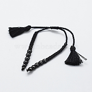 Braided Nylon Cord for DIY Bracelet Making, with 304 Stainless Steel Findings, Black, 6 inch~6-3/4 inch(150~170mm)x1~5x1~2mm(MAK-K013-F03)