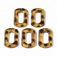 Transparent Acrylic Linking Rings, Quick Link Connectors, Imitation Leopard Skins Pattern, for Cable Chains Making, Oval, Champagne Yellow, 31x21x4.5mm, Inner Diameter: 18X8.5mm(OACR-N009-001A-C01)