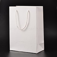 Rectangle Cardboard Paper Bags, Gift Bags, Shopping Bags, with Nylon Cord Handles, White, 28x20x10cm(AJEW-L050A-01)