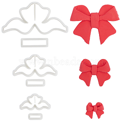 3 Sets 3 Styles Bowknot PLA Molds, Clay Cutters, Clay Modeling Tools, for Earring Making, White, 31~63x57.5~125x12mm, Inner Diameter: 49.5~120x23~56mm, 1 set/style(DIY-SP0003-15)