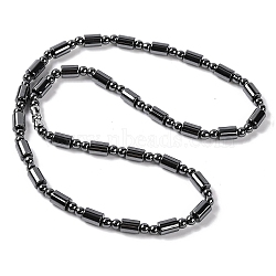 Column & Round Synthetic Non-magnetic Hematite Beaded Necklaces, with Alloy Screw Clasps, 18.90 inch(48cm)(NJEW-Q341-04)