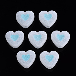 Flocky Acrylic Beads, Bead in Bead, Heart, Sky Blue, 16x18x11mm, Hole: 2mm(MACR-S275-28C)