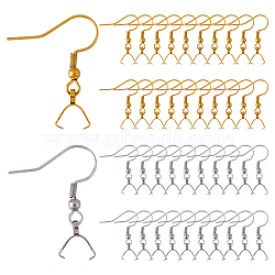 40Pcs 2 Colors 304 Stainless Steel Hooks, Ear Wire, with Ice Pick Pinch Bails, Golden & Stainless Steel Color, 27x20mm, 21 Gauge, Pin: 0.7mm, 20pcs/color(STAS-DC0013-60)