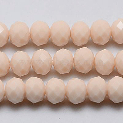 Imitation Jade Glass Bead Strands, Faceted, Rondelle, Navajo White, 3.5x2.5~3mm, Hole: 1mm, about 139pcs/strand, 14 inch(GLAA-F001-3x2mm-14)