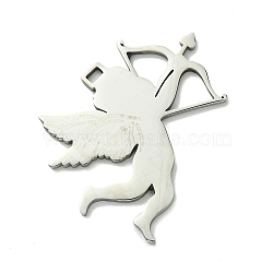 201 Stainless Steel Pendants, Angel Charm, Stainless Steel Color, 43.5x38x2mm, Hole: 3.3x2mm(STAS-D095-01P)
