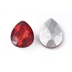 Glass Pointed Back Rhinestone, Back Plated, Faceted, Teardrop, Red, 18x13x6mm(RGLA-Q002-7)