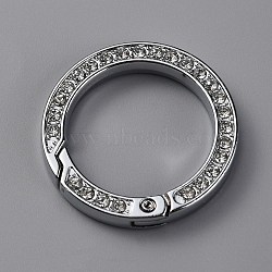 Alloy Crystal Rhinestone Spring Gate Rings, Ring Shape, Platinum, 34x5mm, Inner Diameter: 24.5mm(FIND-WH0129-34B-P)