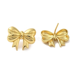 Rack Plating Brass Clip-on Earrings, Long-Lasting Plated, Lead Free & Cadmium Free, Bowknot, Real 18K Gold Plated, 16.5x20mm(EJEW-R162-29G)