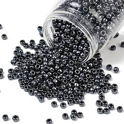 TOHO 6/0 Round Beads, Japanese Seed Beads, (81) Metallic Hematite, 4mm, Hole: 1.5mm, about 840pcs/50g(SEED-XTR06-0081)